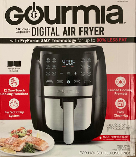 Imagen 3 de 4 de Freidora De Aire Gourmia 6 Qt / 5,7 Litros