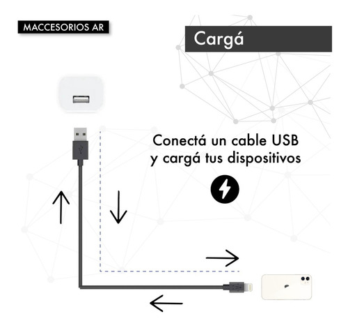 Imagen 3 de 10 de Cargador Usb Patas Oblicuas Argentina Compatible iPhone iPod