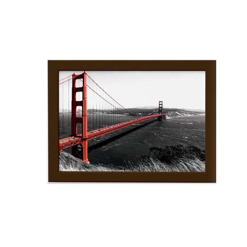 Quadro Golden Gate São Francisco Foto Moldura Marrom 33x43cm