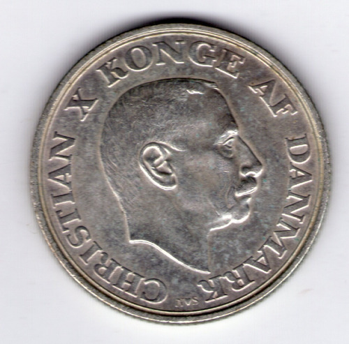 Dinamarca 2 Kroner De Plata 1945 Conmemorativo Sin Circular