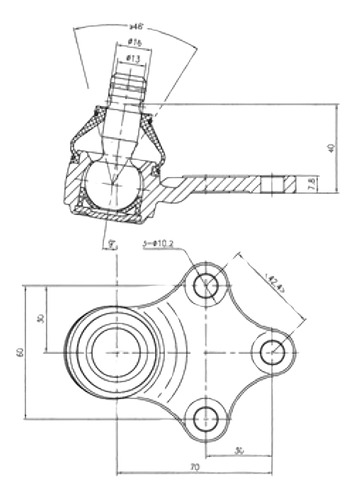 Rotula Inferior (corta 16mm) Ayd Peugeot Partner 96-02