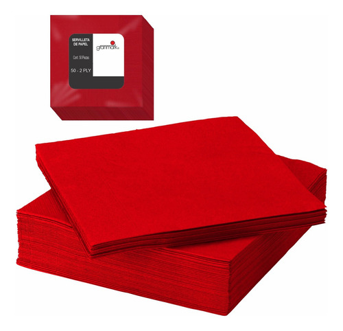 Servilleta Coctel De Papel Desechable Granmark - 200 Piezas Color Rojo