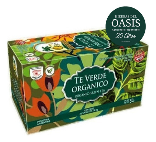 Te Verde Organico Hierbas Del Oasis 25 Saquitos