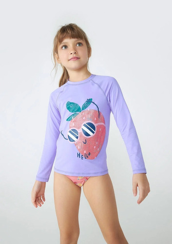 Camiseta Praia Infantil Menina Com Proteção Solar