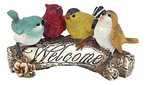 Diseño Toscano Birdy Welcome Sign Estatua De Pájaro Jardín 1