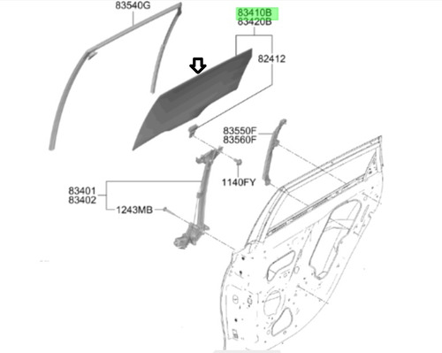 Vidrio Puerta Trasera Izq Original Hyundai I20 2021 2024