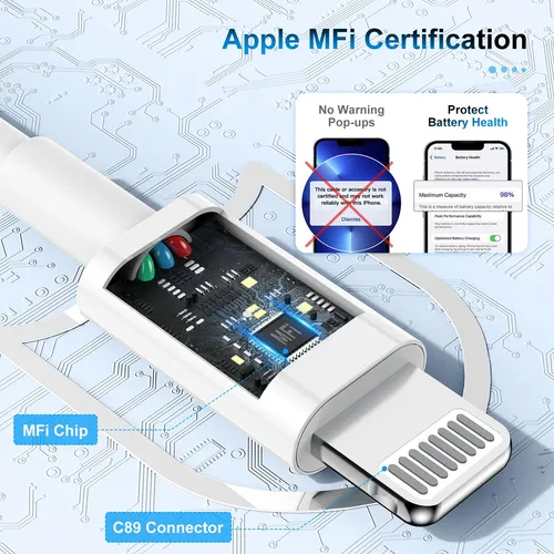 Cable De Carga Tumaber Certificado Apple Mfi De 6 Pies Para