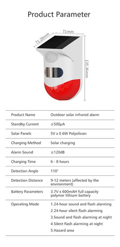.. .. Sensor De Alarme, Sensor De Movimento Solar Sem Fio