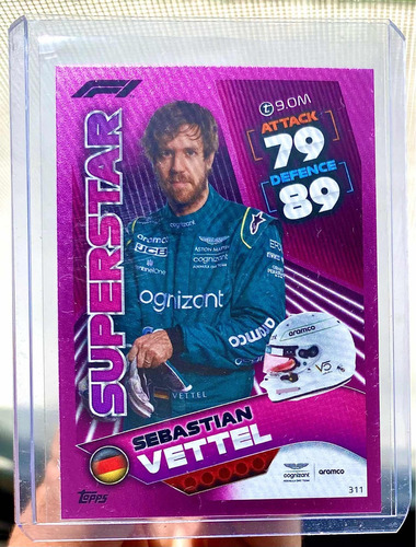 Tarjeta Topps Formula 1 Sebastian Vettel Superstar Pink Foil