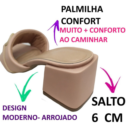 Imagem 7 de 7 de Tamancos Femininos Plataforma Bico Quadrado Salto Grosso