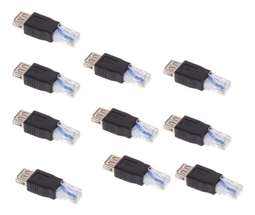 10 Adaptadores Usb Hembra A Ethernet Rj45 Macho