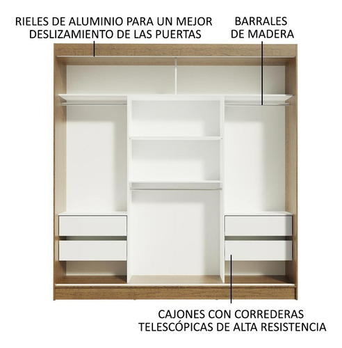 Ropero Reno Madesa 3 Puertas Corredizas 2 Con Espejo