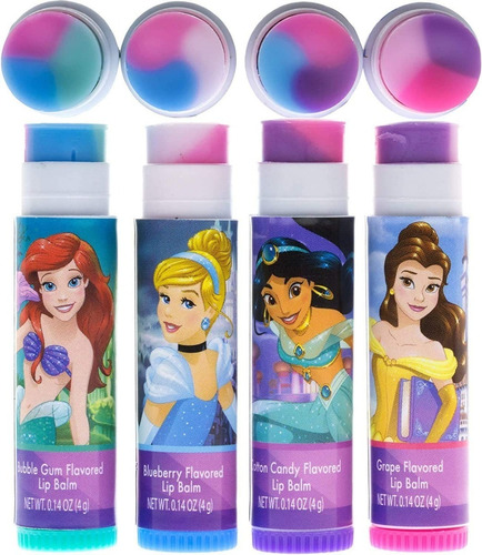 Set Brillos Labiales Para Niñas Con Aroma Princesas 4 Piezas