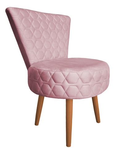 Poltrona Cadeira Decorativa Matelassê Elegância Veludo Cor Rosa bebê