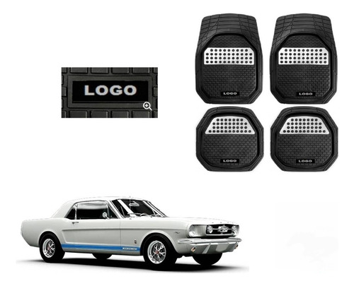 Tapetes 4pz Charola 3d Logo Mustang Gt 1966 1967 1968 1969