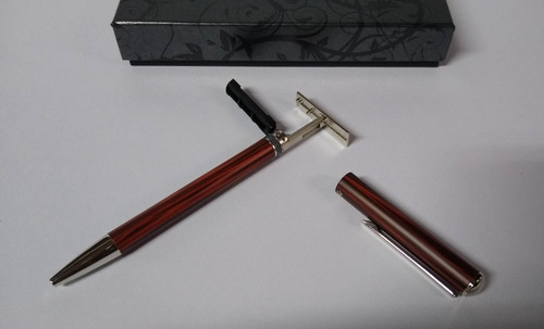 Bolígrafo Con Sello Heri Classic Made In Germany Tinta Azul Exterior Marrón (3108)