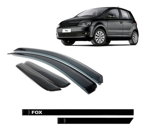 Kit Volkswagen Fox 4p - Friso Lateral Preto + Calha Tg Poli