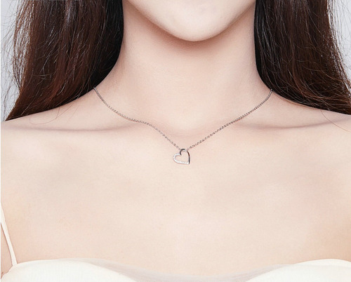Collar De Plata 925 Con Circones Diseño Corazón Amor