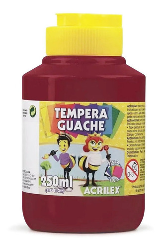 Tempera Guache Acrilex 250ml Vinho Cor Vinho - 565