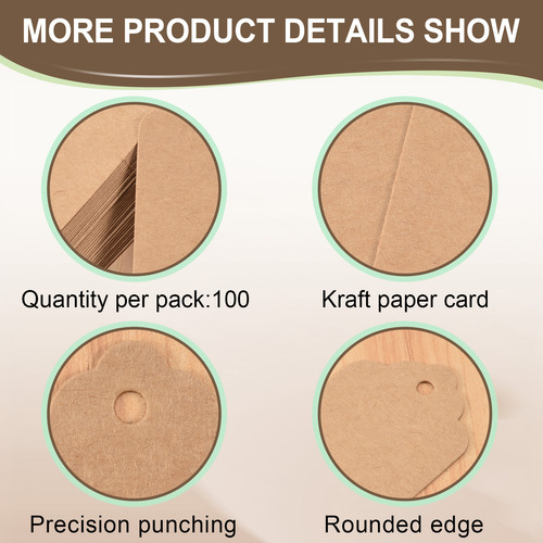 Paquete De 100 Tarjetas Rústicas De Papel Kraft Festoneado D