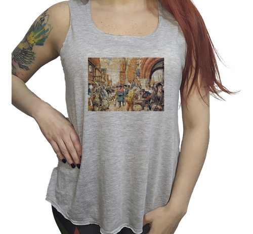 Musculosa Dama Edad Media Historia Cuadro Acuarela