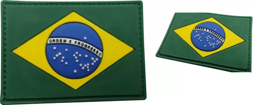 PatchsPatch Bandeira do Brasil Cia Militar c/velcro - emborrachado Preto