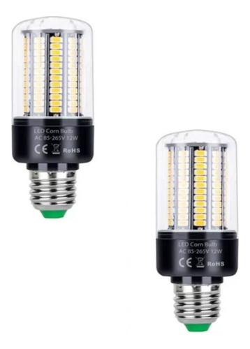 Foco Mazorca Luz Blanca 12w Pack 2pzas 132leds E27 110-220v