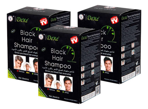 30 Tintes Shampoo Negro (3 Cajas) Sin Amoniaco-natural 