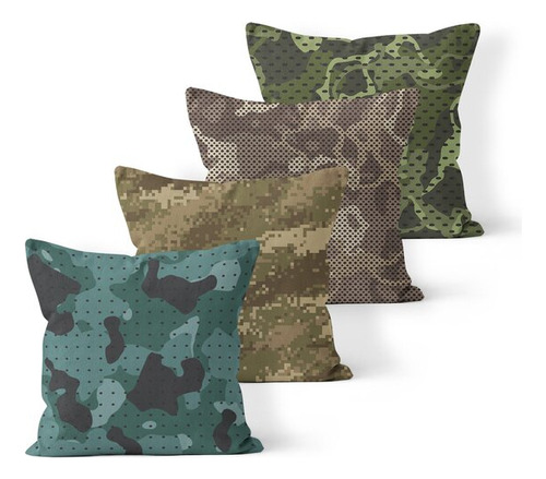 Kit 4 Almofadas Decorativas Own Estampa Camuflada - 45x45 Cm