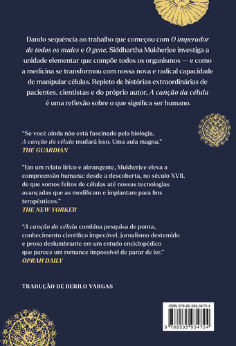 A Canção Da Célula, De Siddhartha Mukherjee. Editora Companhia Das Letras, Capa Mole Em Português
