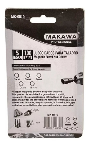 Juego Puntas Dado Para Taladro - Magnética - 5 Pcs - Makawa
