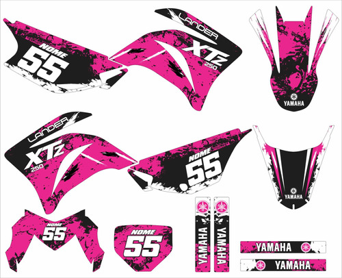 Kit Adesivos Moto Cross Trilha Yh Xtz 250 Rosa Lm355