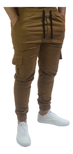 Pantalón Cargo Hombre Gabardina Jogger Bolsillos Más Colores