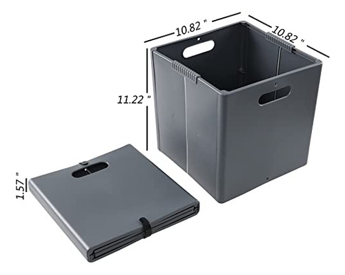 Cubos De Almacenamiento Plegables De Plástico Gris 28 Cm 4 P
