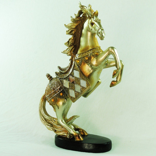 Cavalo Empinando Em Resina 30cm Enfeite Estátua Estatueta