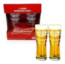 Comprar Pack X 2 Vasos De Cerveza Budweiser 330 Cc En Caja De Regalo