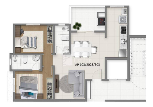 Imagem 4 de 15 de Apartamento 02 Quartos (01 Suíte) No Cruzeiro, São José Dos Pinhais - Ap3343