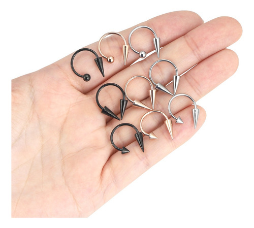 9 Anillos Septum Acero Inoxidable Conjunto Duro Piercings