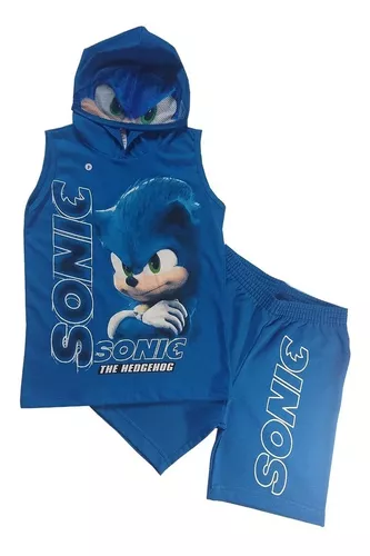 Fantasia Camiseta Sonic Infantil Com Capuz Personagens