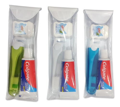 Kit C/25 Escova Viagem,creme Dental Colgate Mini,fio 25 Mts