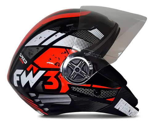 Capacete Fw3 X Open Speed Preto Vermelho - Tamanho 60