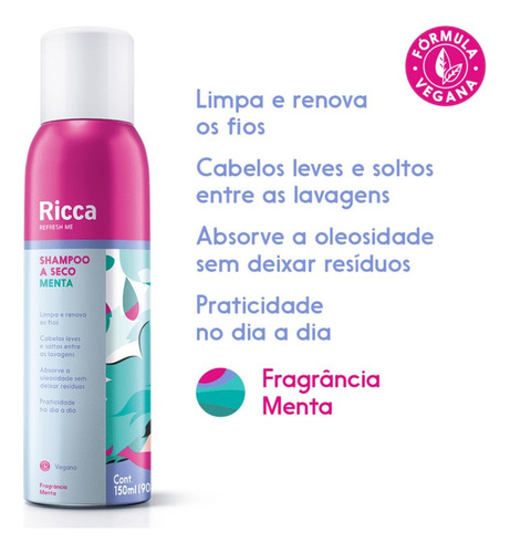 Shampoo A Seco Belliz Ricca Menta 150ml
