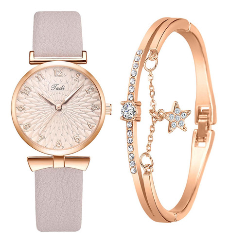 Conjunto De Relojes W Bracelet Para Mujer, Diseño De Flores,