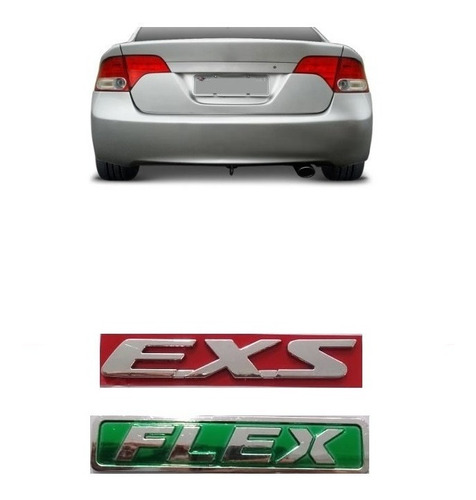 Emblema Exs Flex Porta Mala Honda Civic 2007 2008 2009 10 11