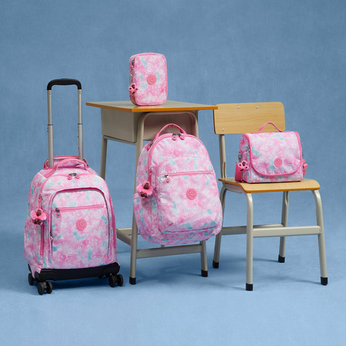 Mochila Kipling Modelo Seoul Color Garden Clouds 100% Color Rosa Chicle Diseño De La Tela Liso