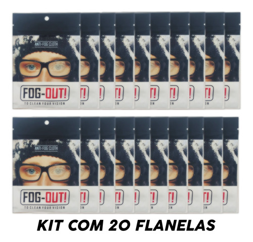 Imagem 1 de 5 de Kit C/20 Flanela Com Efeito Antiembacante P/ Oculos Ate 36h