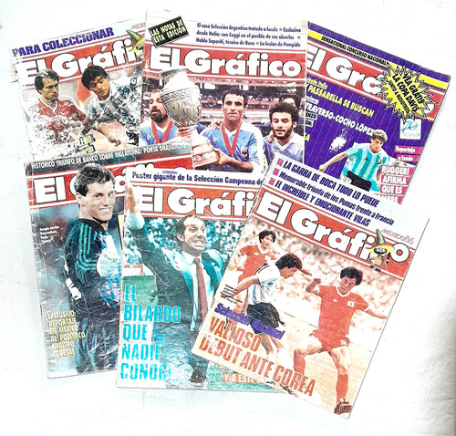 Revista El Grafico. Mundial 86/90. Maradona. Lote 7 Revistas (Usado)