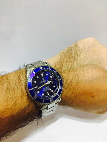 Relógio Em Aço Modelo Sub Silver Blue