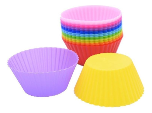 Kit 12 Moldes De Silicona Mini Cupcake Cake Muffins Molde