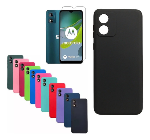 Funda Motorola Moto E13 Silicona Protector Exclusivo + Glass